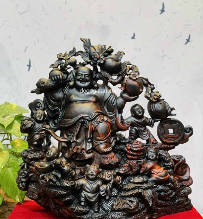 Tượng Phật Di Lặc ngũ Phúc gỗ Trắc đỏ đen 5.png